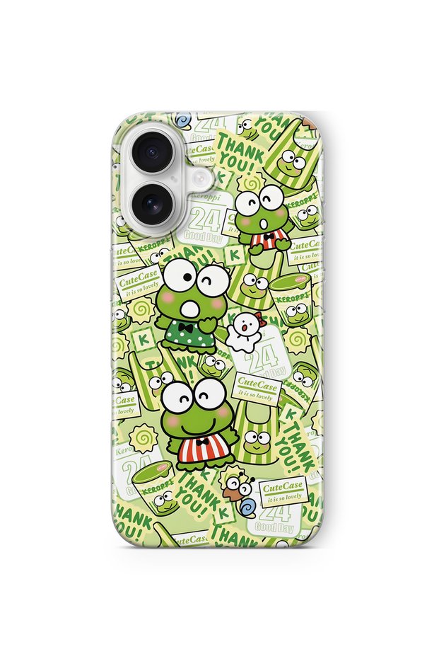 Cute Frog Pattern Transparent Phone Case Compatible with iPhone 16 Plus
