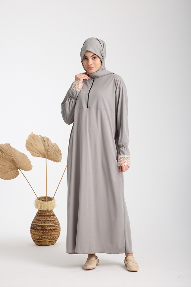 Lace. Zip-up Shawl Hijab Prayer Dress