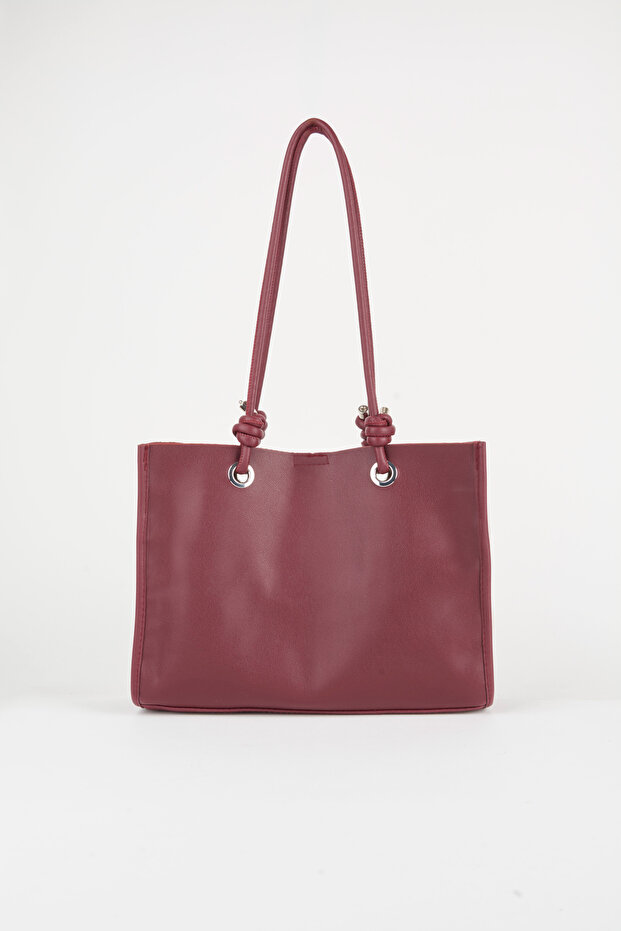 Women's Burgundy Bouquet 3-Compartment Medium Size Lined Snap Closure Hand and Shoulder Bag