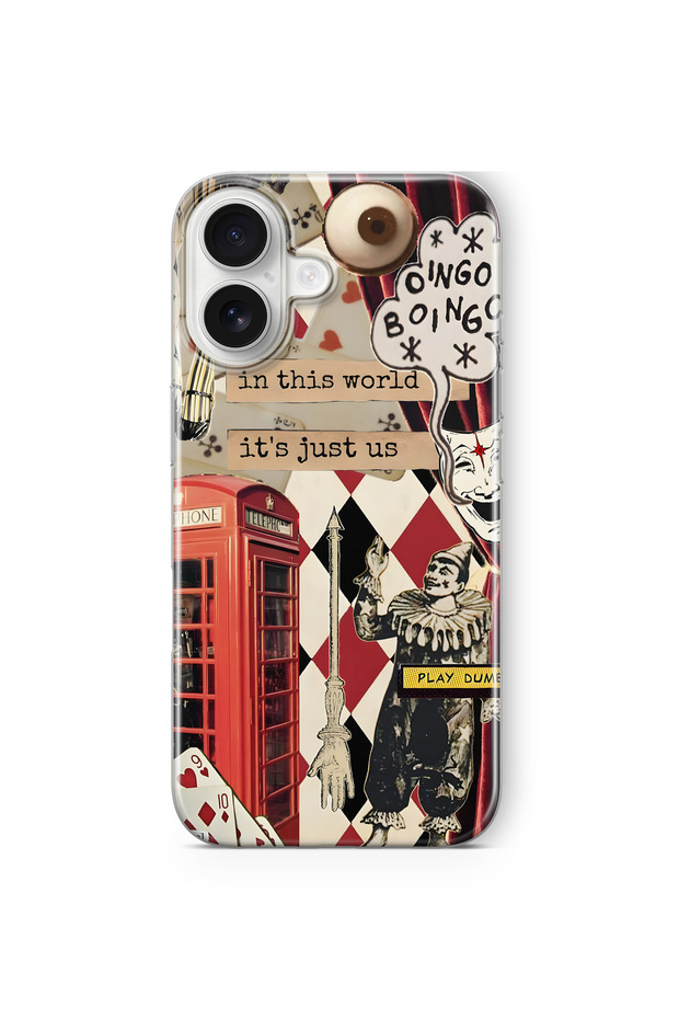 iPhone 17 Compatible Clown Collage Pattern Transparent Phone Case