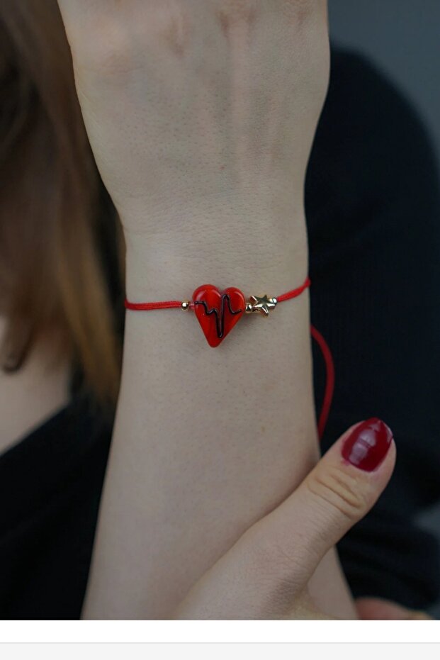 Heart Glass Bead Bracelet