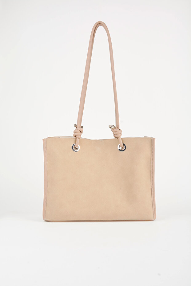 Women's Mink Bouquet 3-Compartment Suede Medium Size Lined Snap Closure Hand and Shoulder Bag