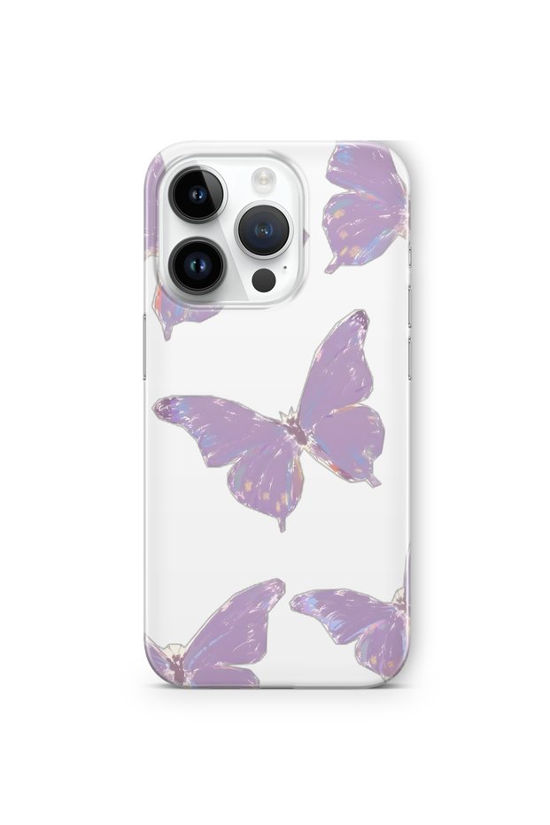 Purple Butterfly Pattern Transparent Phone Case Compatible with iPhone 14 Pro Max