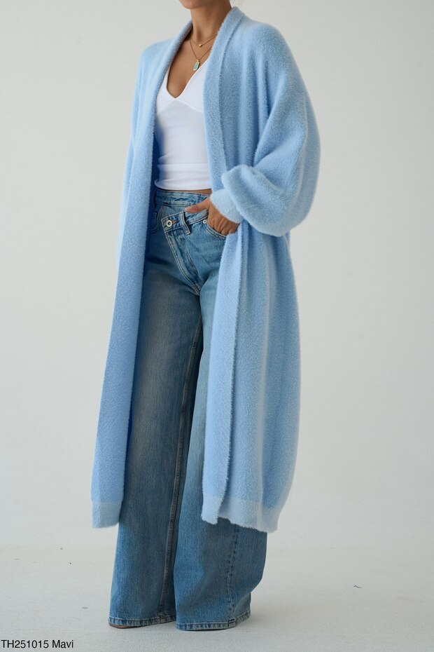 Women's Oversized Long Knit Cardigan – Pink, Stone, Beige, Black, Brown, Yellow, Baby Blue – Standard Size