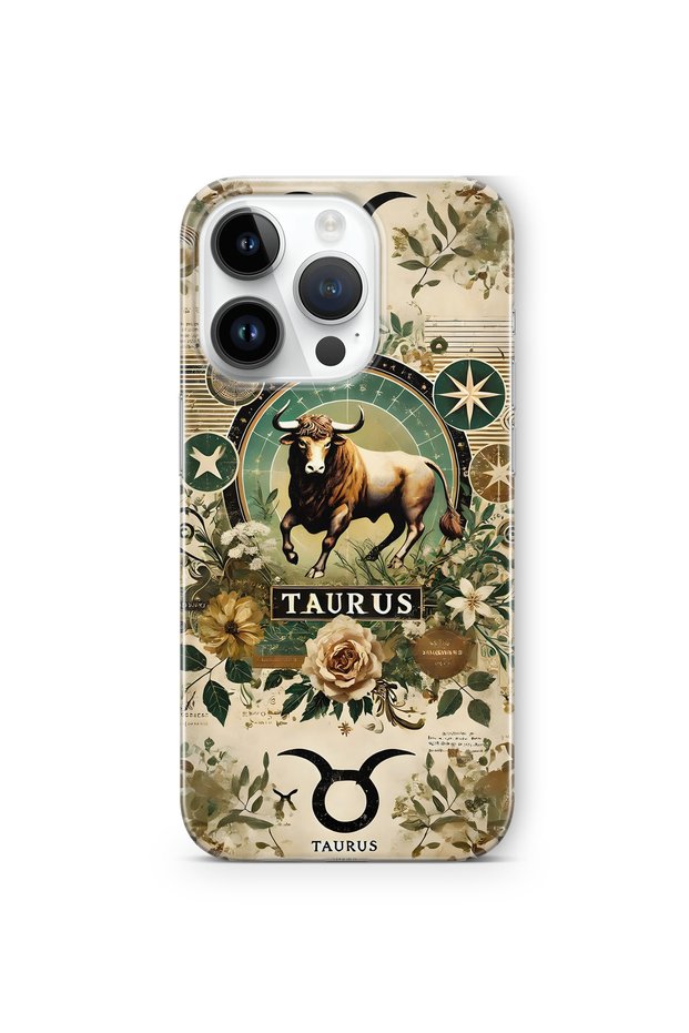 iPhone 14 Pro Compatible Transparent Phone Case with Taurus Pattern