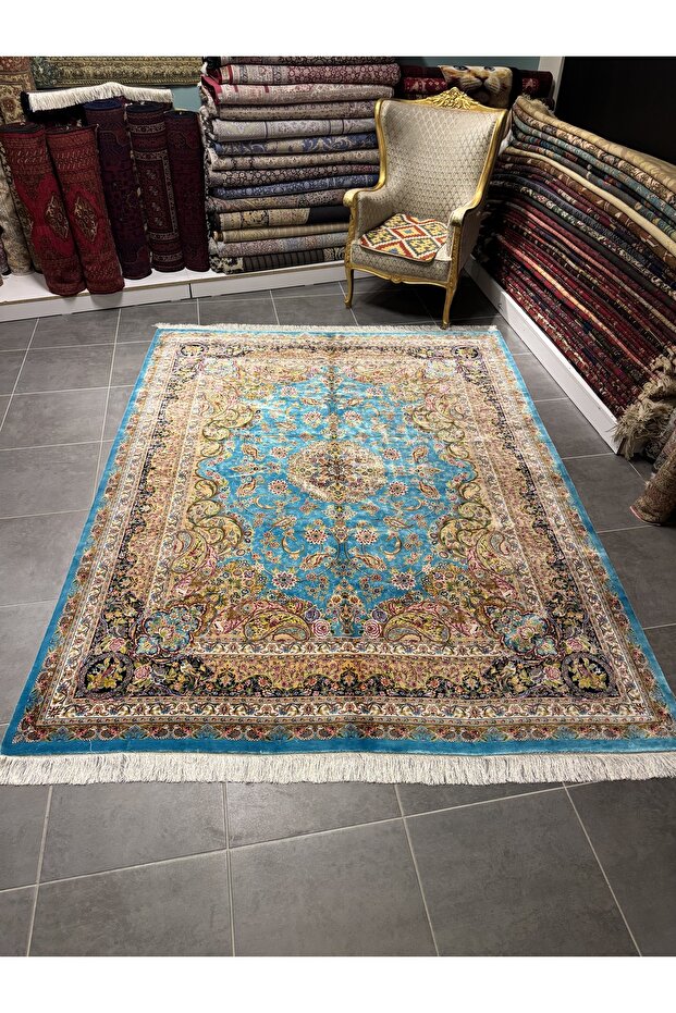 İran Halısı %100 Modal İpek Yüksek Kaliteli Halı - 4