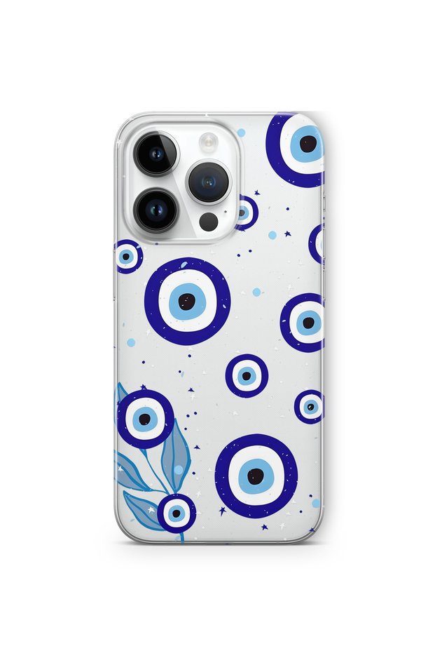 iPhone 16 Pro Max Compatible Transparent Phone Case with Night Evil Eye Pattern