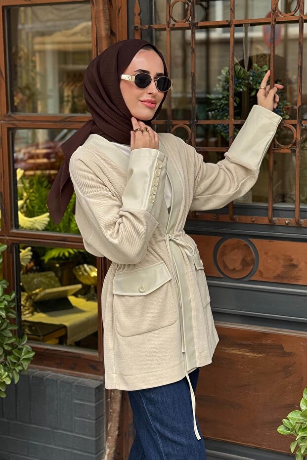 Örme Ceket 10002521111003 Bej - 3