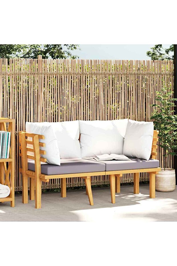 2-Seater Garden Sofa with Cushions Solid Acacia Wood