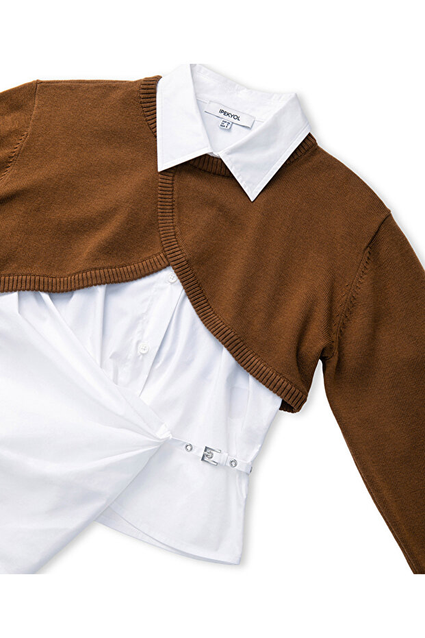 Çift Parça Beyaz Kadın Gömlek Iw6250025133 - 4