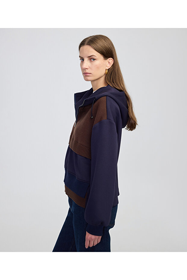 Triko mix kapüşonlu sweatshirt - 6