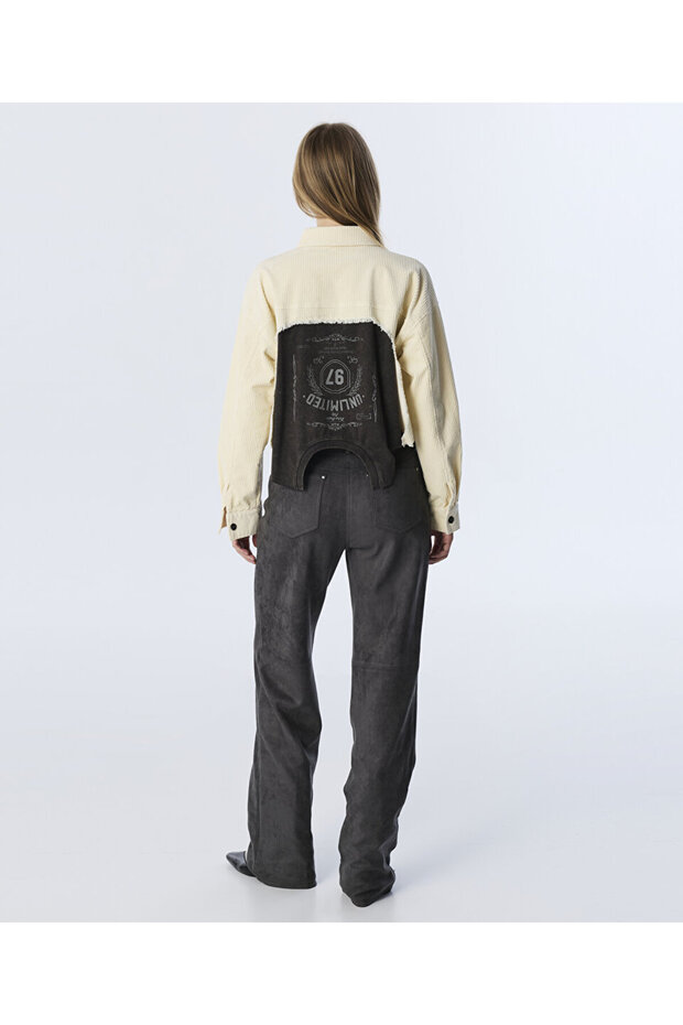 SLOGANLI KADİFE GÖMLEK - 7