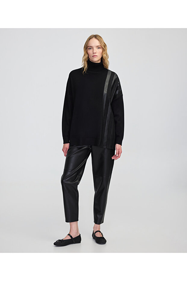 Kontrast dokulu oversize triko - 5