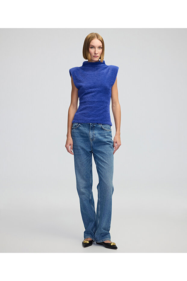 Dik yaka pelüş triko - 2