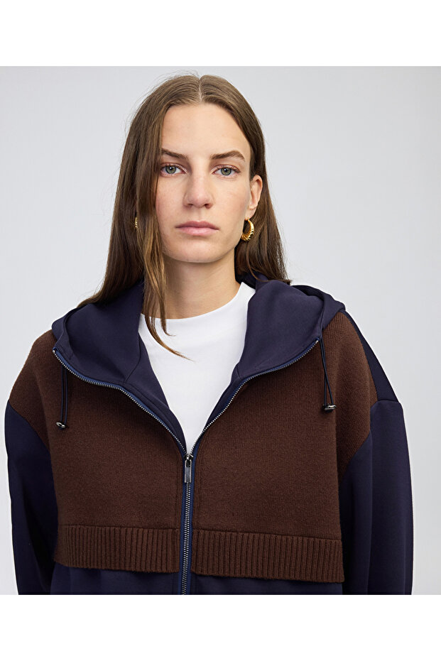 Triko mix kapüşonlu sweatshirt - 2