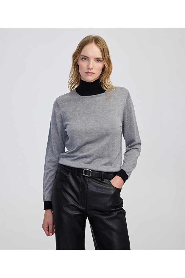 Colorblock yünlü triko - 1