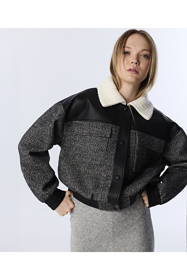 KUMAŞ MIX COLORBLOCK CEKET - 1