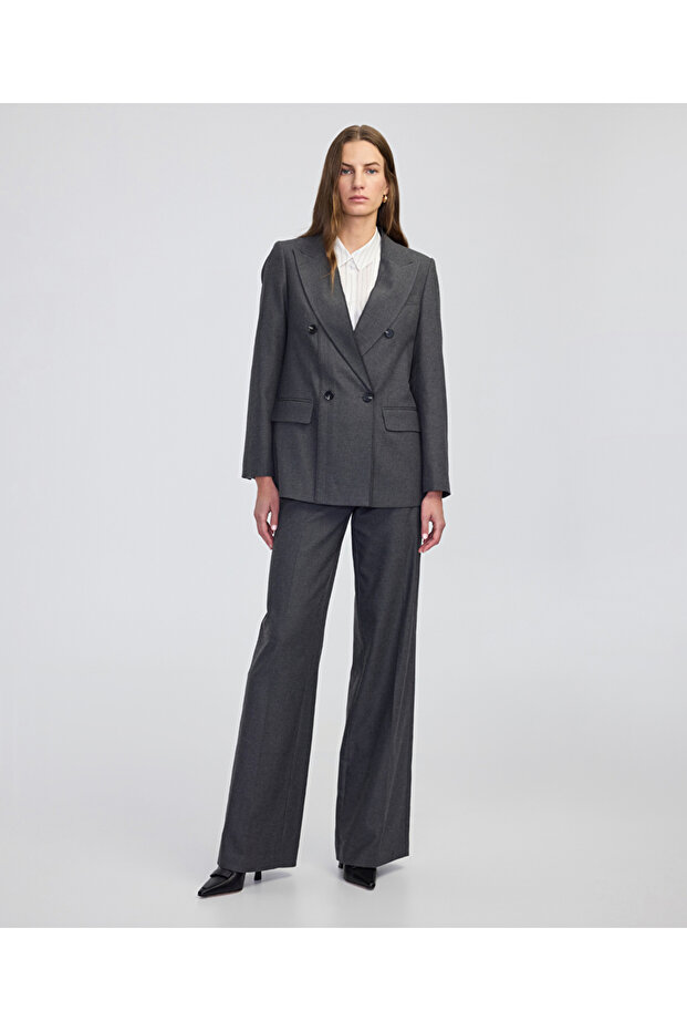 Triko şeritli raw edge blazer - 2