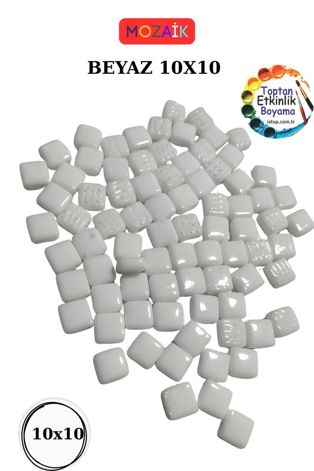 200 Grams White Color Mosaic Stone – 10X10 mm | Mosaic Workshop Set | Glass Mosaic