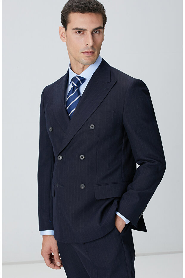 Lacivert Yün Takım Elbise - 4