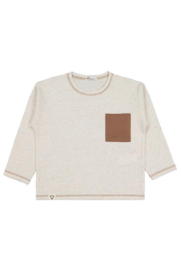 Pocketed Overlock Stitched Sweatshirt for 2-5 Years Old - Beige