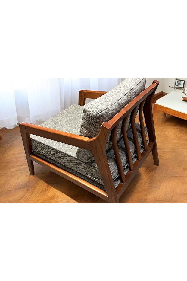 ALYA AHŞAP BERJER, BEJ - 4