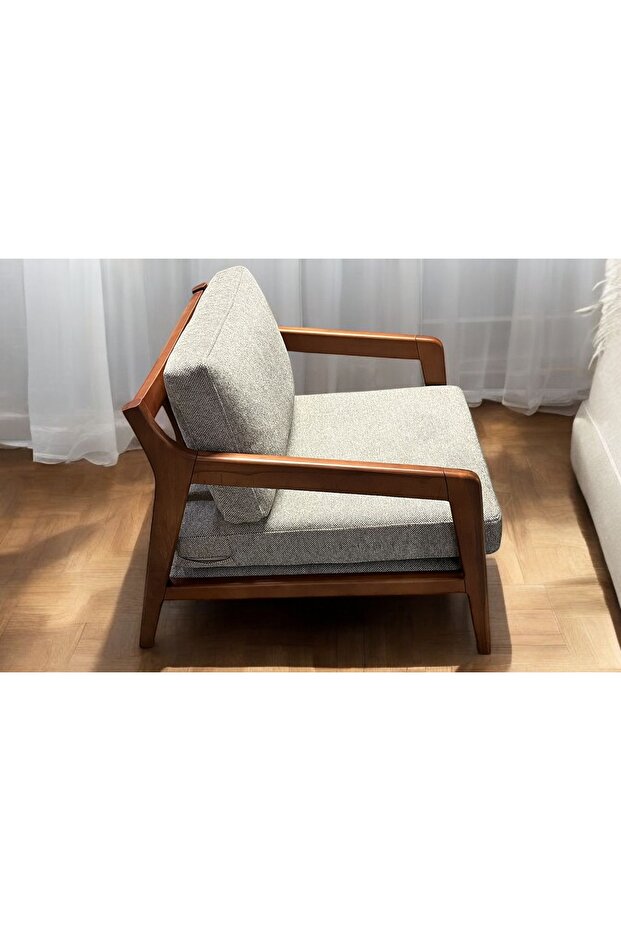 ALYA AHŞAP BERJER, BEJ - 1