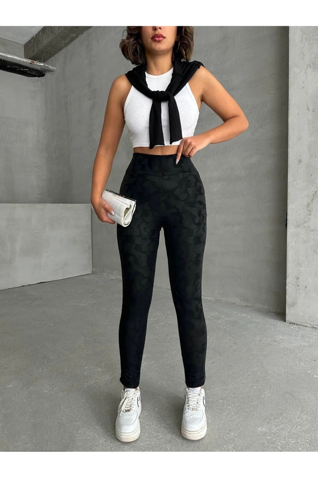 Secret Side Zipper Cloud Pattern Tights Black H248638 - 6