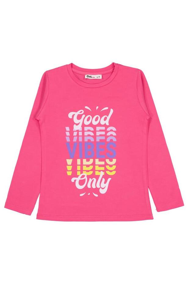 Good Vibes Only Printed Sweatshirt for Ages 6-9 - Pink