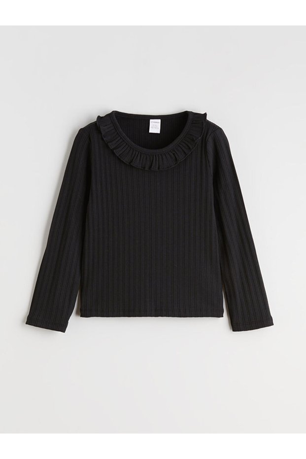 Timeless Clothing & Timeless Choices Ruffled Roba Collar Textured Girls' T-Shirt