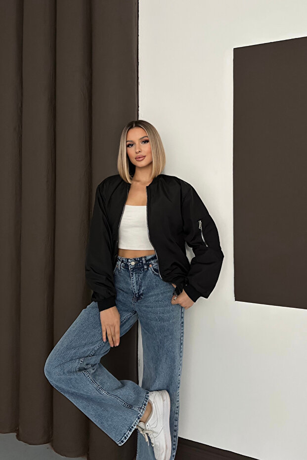 Fermuarlı Bomber Ceket - 1