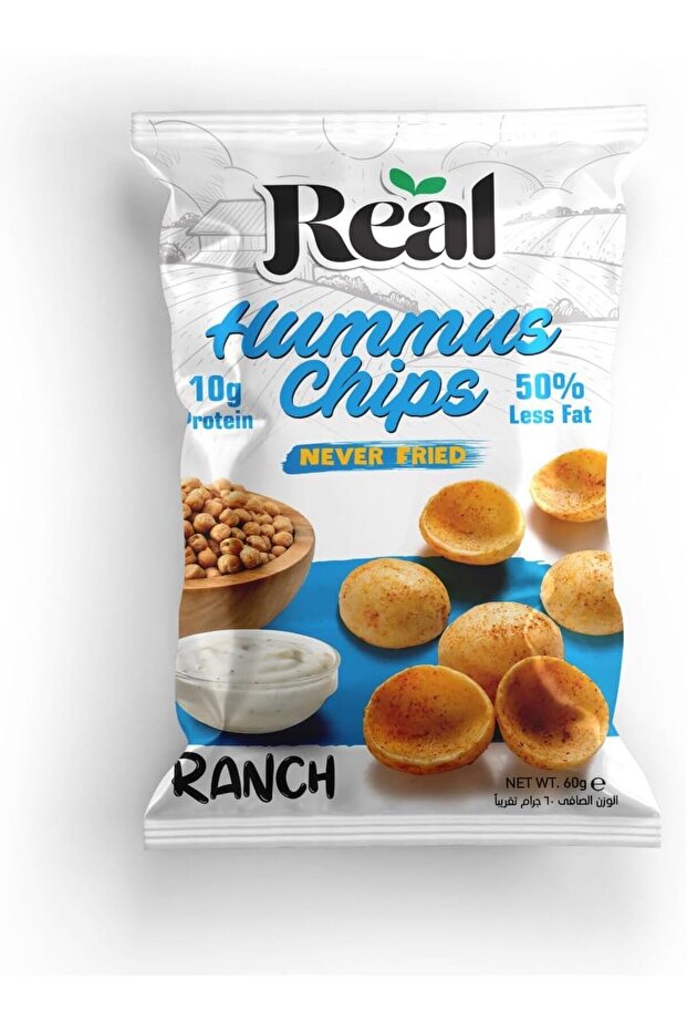 Chips Hummus Ranch Flavor – 10g Protein, Never Fried, Crunchy Snack, 60g