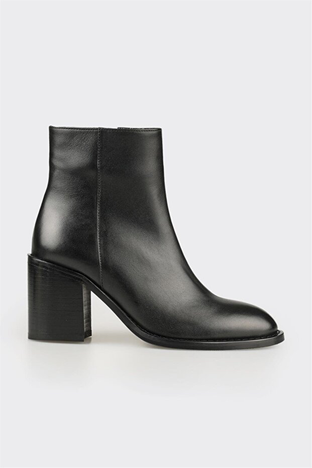 Siyah Deri Kadın Klasik Bot - 1