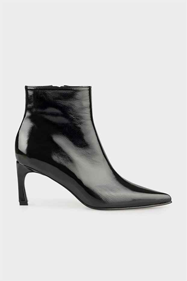 Siyah Deri Kadın Klasik Bot - 1