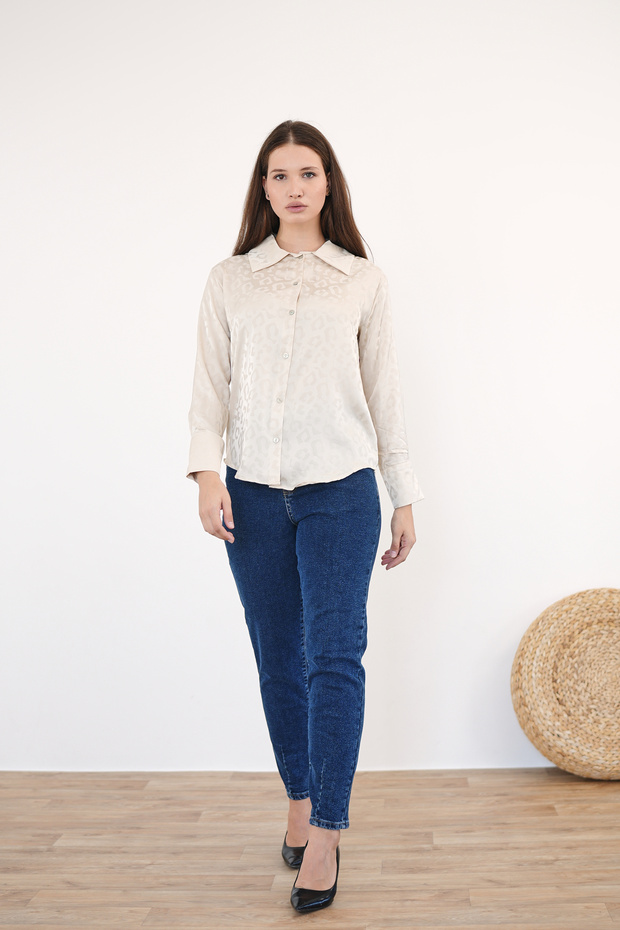 Self-Patterned Satin Shirt - 8