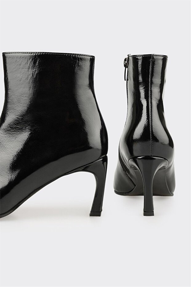 Siyah Deri Kadın Klasik Bot - 4