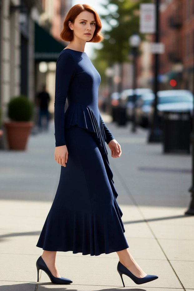 Bodycon Cutout Boat Neck Long Sleeve Flouncing Maxi Chic Evening Dress for Women for Special Occasions