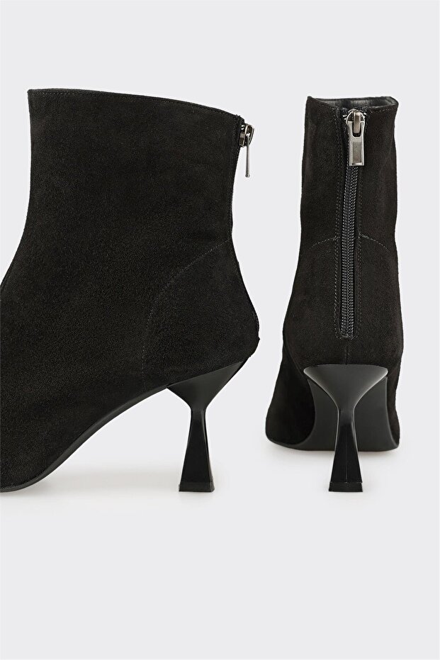 Siyah Deri Kadın Klasik Bot - 4