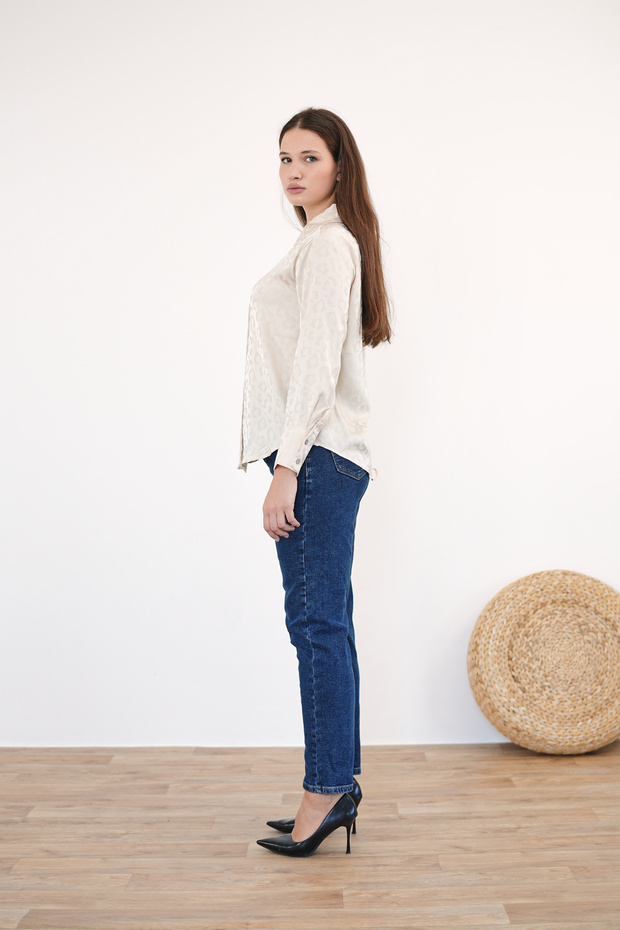 Self-Patterned Satin Shirt - 2