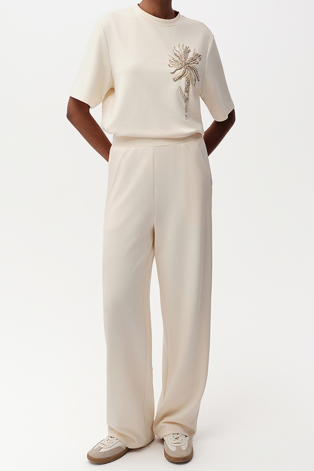 Geniş Paça Regular Örme Pantolon - 3