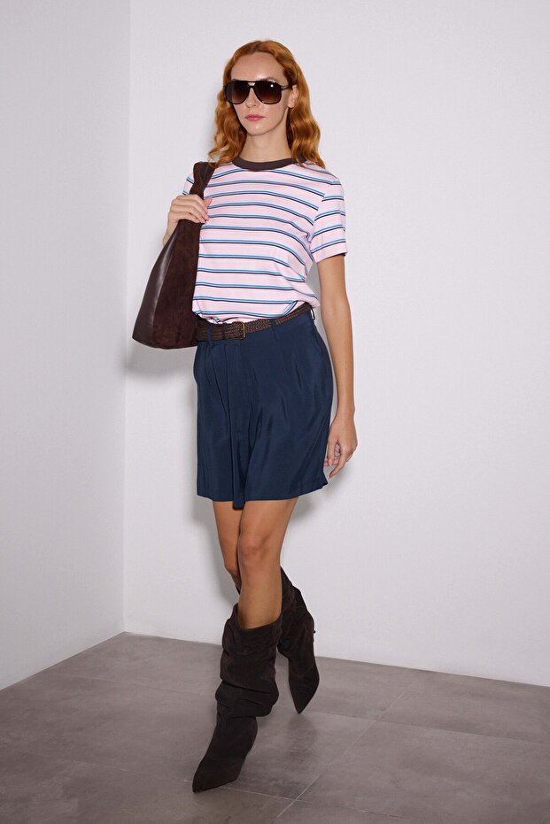 Çizgili Regular Basic Tshirt - 4