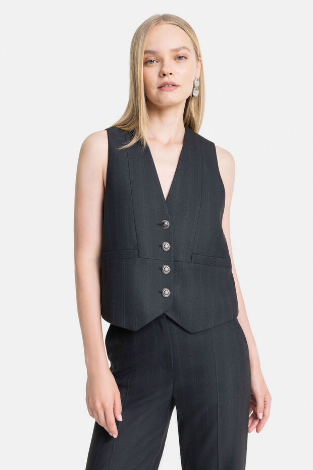 SİYAH SİM ÇİZGİLİ YELEK - 7