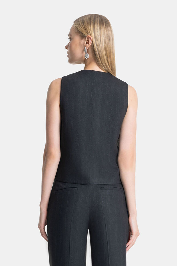 SİYAH SİM ÇİZGİLİ YELEK - 6