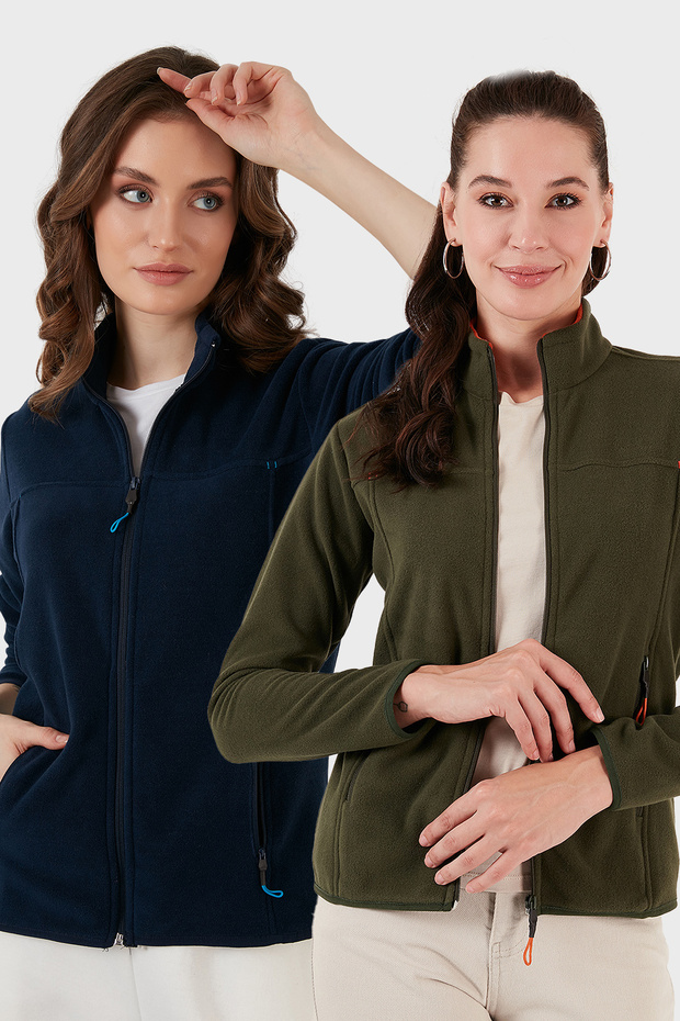 Slim Fit Anti-Pilling Non-Pilling Zippered Pocket Cardigan 2' Li Pack Polar Polar 590