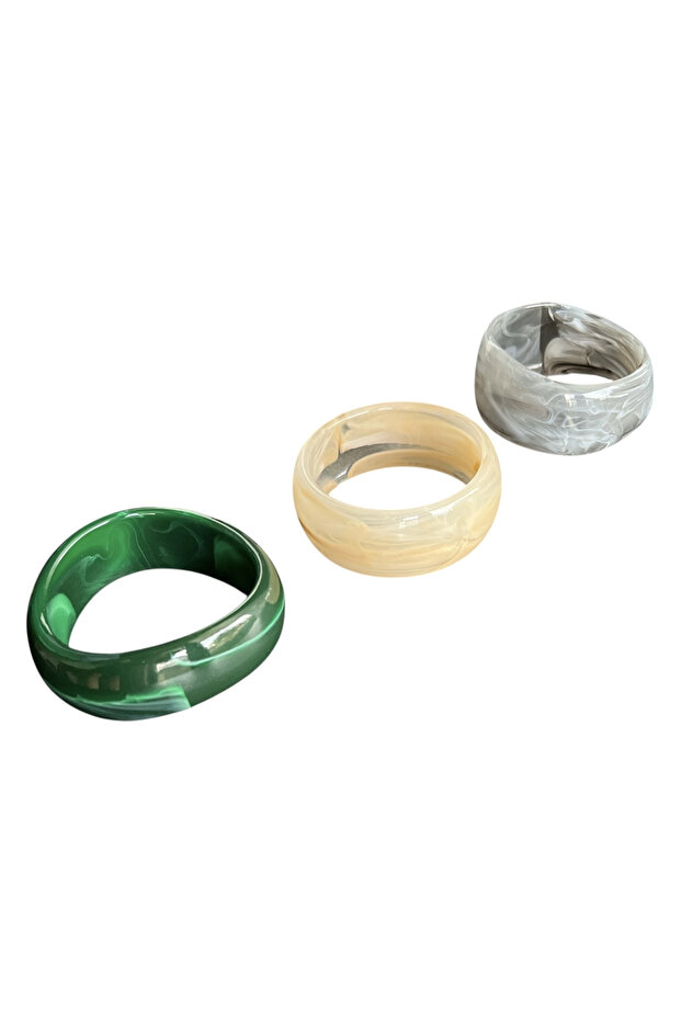 مجموعة من 3 أساور عظمية كبيرة الحجم - 3