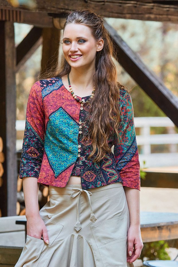 Crew Neck Half Sleeve Button Detailed Winter Blouse