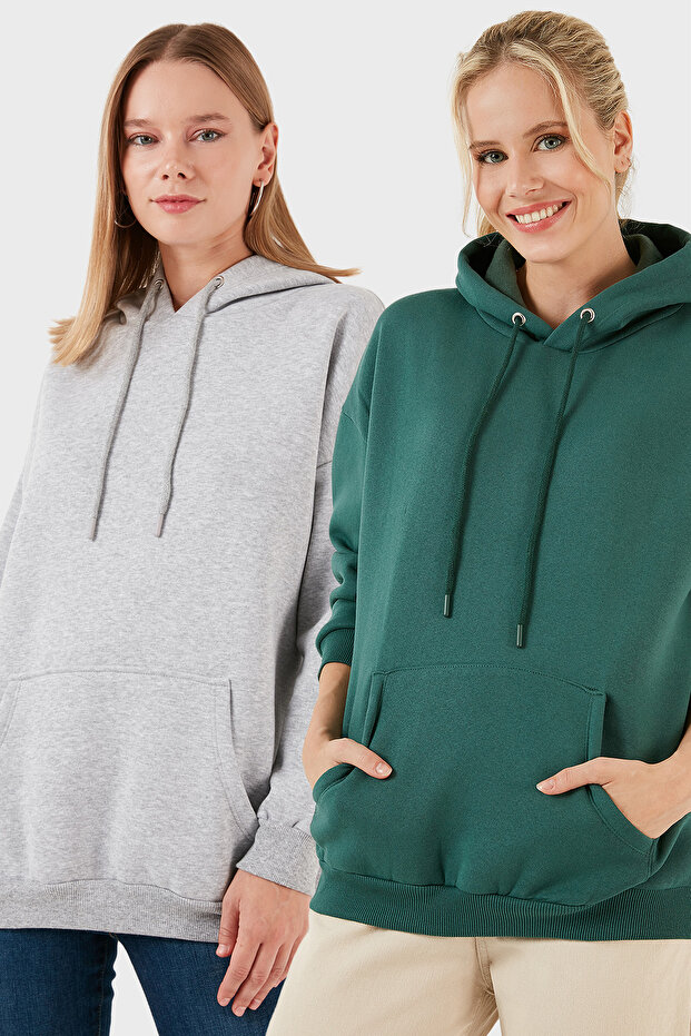 Regular Fit Cotton Hooded Collar Fleece-Lined Winter 2-Pack Sweat Sweat 5863854S2