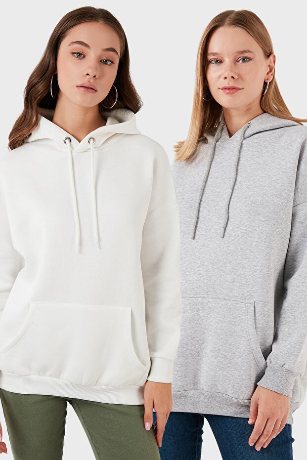 Regular Fit Cotton Hooded Collar Fleece-Lined Winter 2-Pack Sweat Sweat 5863854S2