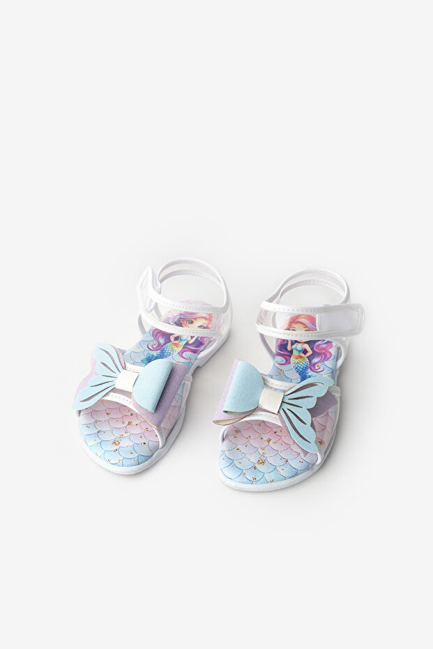 White Mermaid Bow Transparent Girls' Sandals