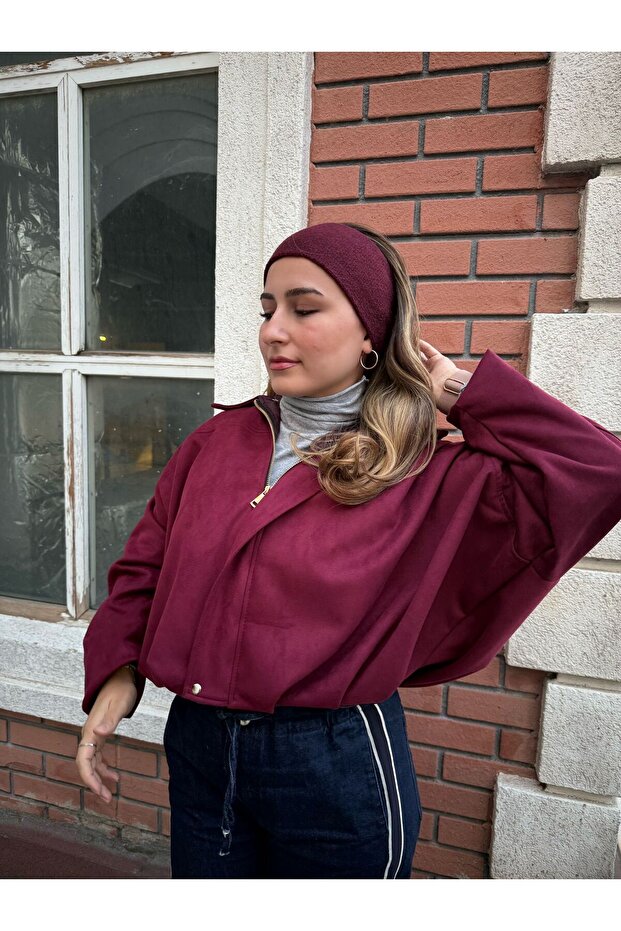 Süet Oversize lüx soft Bomber Ceket - 1